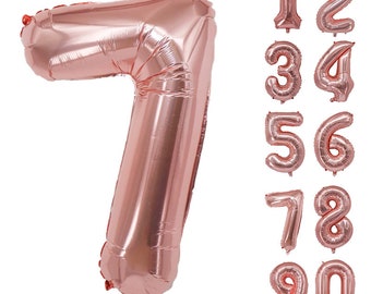 Rose Gold Number Balloon, 32" Foil Party Decoration