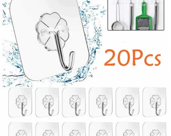 20 ganchos adhesivos resistentes, resistentes e impermeables.