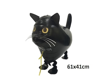 Globo de gato negro caminante, decoración para fiesta de mascotas (61 x 41 cm)