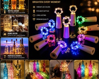 Bottle Fairy String Lights Colour Battery Cork Christmas Wedding Bedroom Curtains Party One Cork light with 10LED 1M lenght