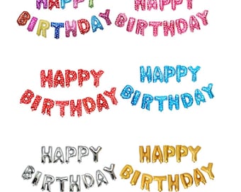 Banner de globos con letras de aluminio de feliz cumpleaños de 16 pulgadas