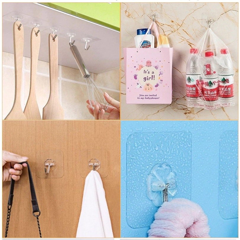 120 Self Adhesive Strong Sticky Hooks Heavy Duty Wall Etsy UK