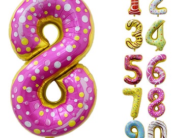 Globo de número de dona, 32" de aluminio, decoración para fiesta de cumpleaños
