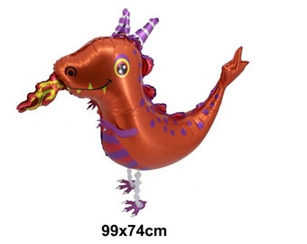 Red Dragon Walking Pet Balloon, Kids Party Decoration