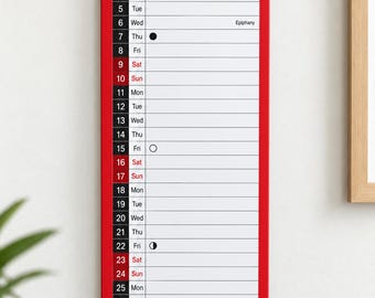 2027 Slim Wall Calendar Monthly Planner 33 x 11cm Home Office Organiser Hanging New Year Organiser