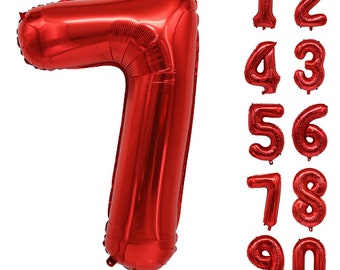 Globo de aluminio rojo con número de 32 pulgadas, decoración para fiestas