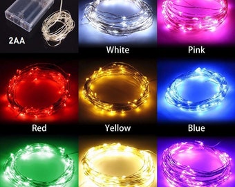 Guirlande lumineuse 10/100 LED à piles AA, fil de cuivre, décoration de fête, noël, nouvel an, 1M, 3M, 5M, 10M, bleu, rose, blanc, multicolore