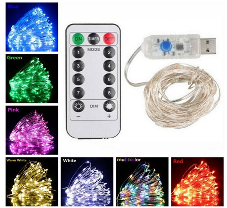 Guirlande lumineuse LED alimentée par USB, guirlande lumineuse pour fête de Noël dans un arbre de Noël, amusante 2 m, 5 m et 10 m, blanc, rose. Bleu, vert Anniversaire Nouvel An image 1