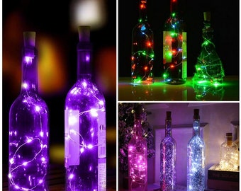 Bottle Fairy String Lights Colour Battery Cork Christmas Wedding Bedroom Curtians Party 10/20 LED 1M and 2M