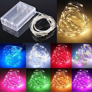 10/100 LED Battery AA Operated String Fairy Lights Xmas Christmas New Year Wire Copper Party Décor 1M 3M 5M 10M Blue Pink White Multicolour