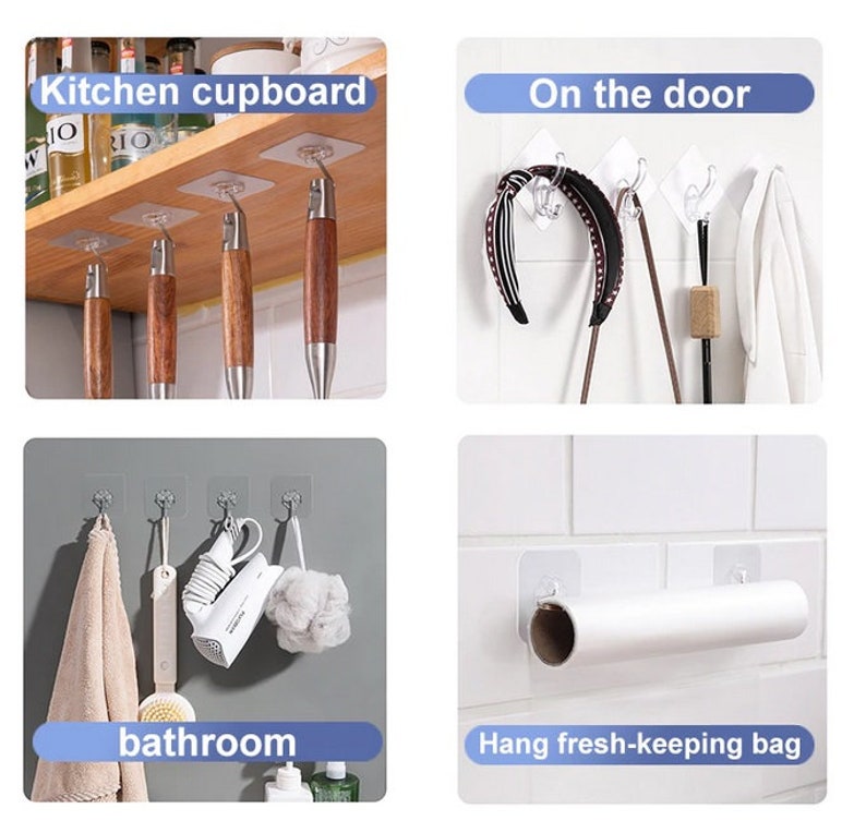 120 Self Adhesive Strong Sticky Hooks Heavy Duty Wall Etsy UK