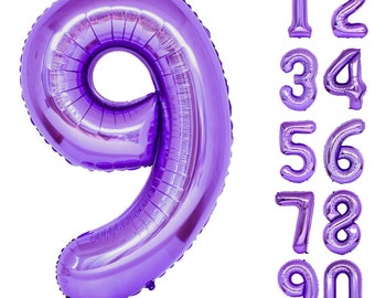 32" Purple Number Balloon, Birthday Party Decor, Anniversary , New Year use Helium or Air