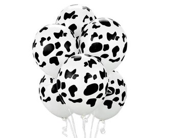 Globos con estampado de vaca, 30 cm, blanco y negro, decoración para fiesta de granja (10 unidades)