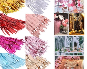 Cortina de flecos de aluminio para decoración de fotomatón de fiesta (2 m)