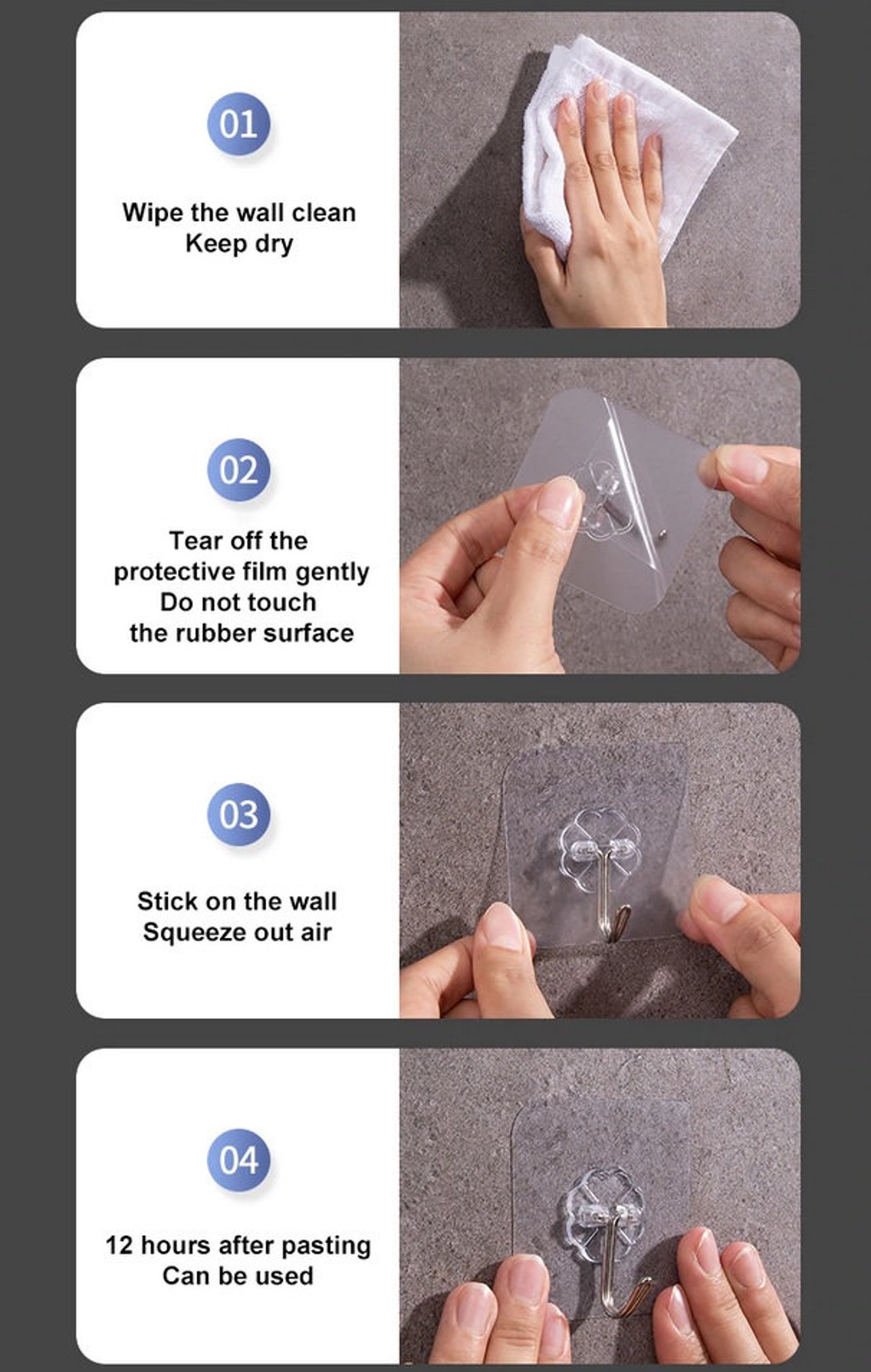 120 Self Adhesive Strong Sticky Hooks Heavy Duty Wall Etsy UK