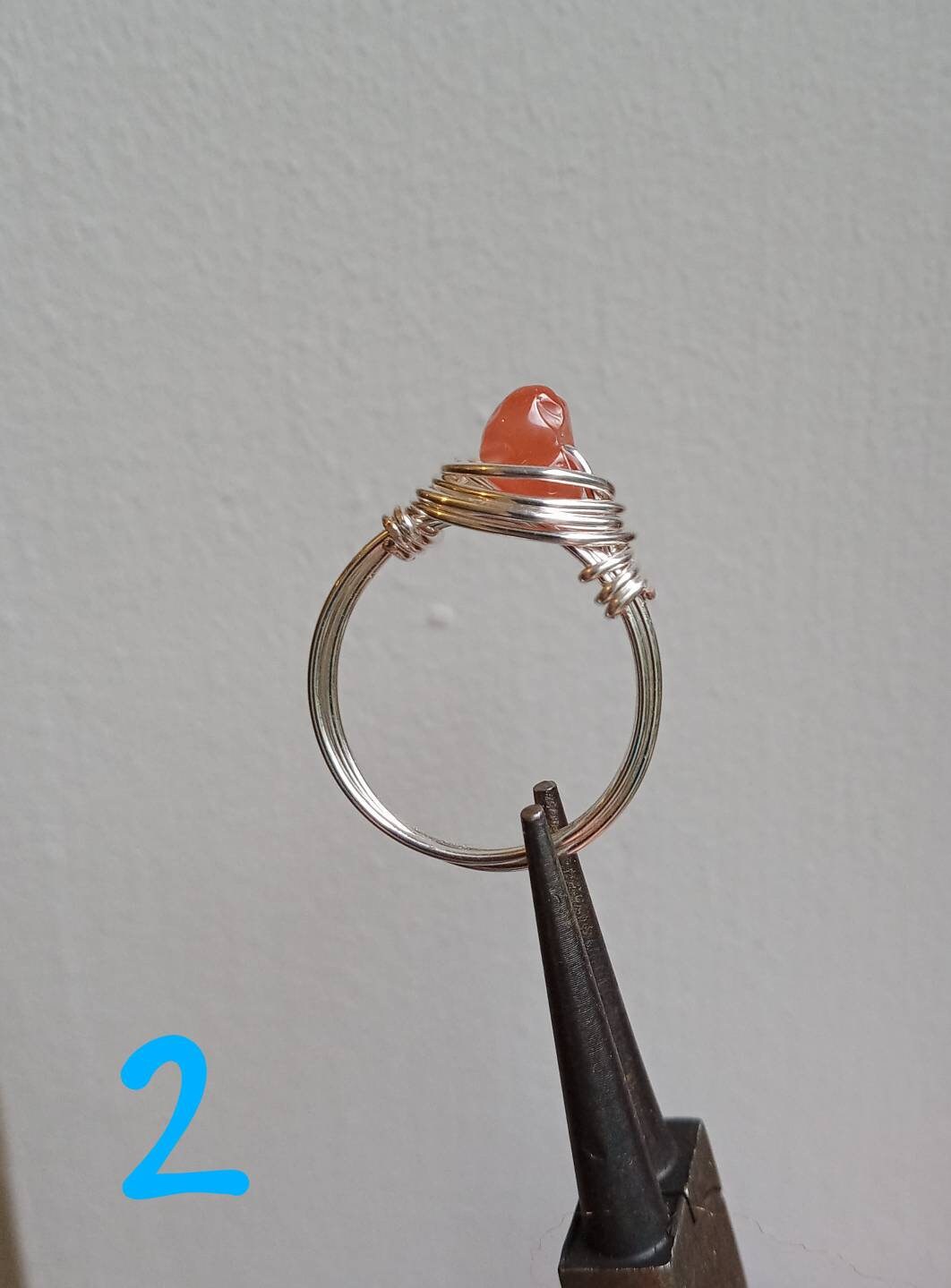 Carnelian wire-wrapped ring