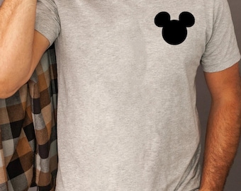 Mickey Mouse Disney Shirt, Mickey Mouse Mom Dad Pocket Size Print Shirt, Disney Men's Shirt, Magic Kingdom Kids Shirt