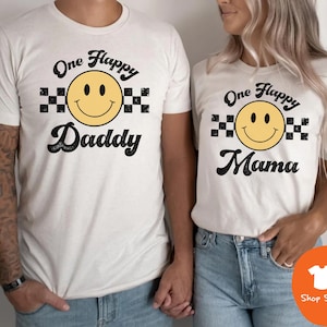 One Happy Dude Birthday Shirts, 1. Geburtstag, Smiley Face Matching Birthday Outfit, Mama und ich, One Happy Daddy Mama Familie T-Shirt