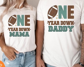 Football First Birthday Family Shirts, Mama Daddy Matching Football 1st Birthday Tshirts, one year down, Football Theme Birthday Outfit