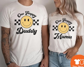 One Happy Dude Birthday Shirts, 1. Geburtstag, Smiley Face Matching Birthday Outfit, Mama und ich, One Happy Daddy Mama Familie T-Shirt