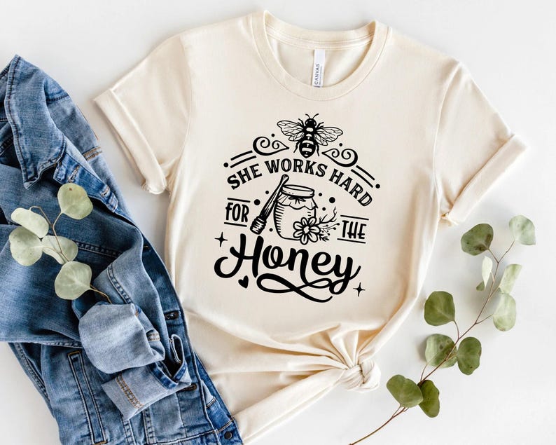 Beekeeper Shirt, She Works Hard For the Honey Shirt, Beekeeping Shirt, Bee Lover Shirt, Honey Lover T-Shirt, Honey Bee Shirt