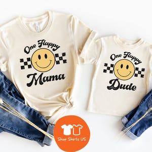 Mommy and Me Shirts, 1st Birthday - One Happy Dude Birthday Shirts, , Smiley Face Matching Birthday Outfit, One Happy Daddy Mama Family Tees
