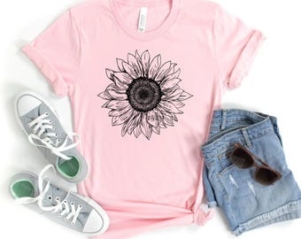 Sunflower Shirt, Floral Tee Shirt, Flower Shirt, Garden Shirt, Womens Fall Shirt, Sunflower Tshirt, Sunflower Shirts, Sunshine Tee
