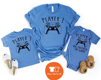 Player 1 Player 2 Player 3,4 Matching Shirts Dad and Son, Family Matching Gaming Shirts, Gamer Shirt, Video Game Matching Shirts