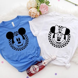 Retro Disney Shirts, Mickey Checkered Shirt, Disney Family Shirts, Minnie Mouse Tees, Disneyland, Disneyworld Shirts, Daisy, Donald, Goofy