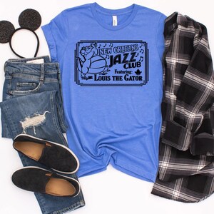 New Orleans Jazz Club Louis The Gator Shirt, Disney Shirts, Princess Tiana Shirt, Disney shirts for Women, Princess and The Frog