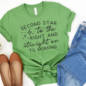 Peter Pan Shirt, Disney Shirt, zweiter Stern rechts, Disney Shirt, Frauen Disney Shirt