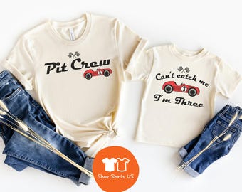 3rd Birthday Race Car Shirts, Pit Crew Shirt, 3nd Birthday Boy Shirt, Mommy and Me, Matching Family Birthday Tees, Cant Catch Me Im Three