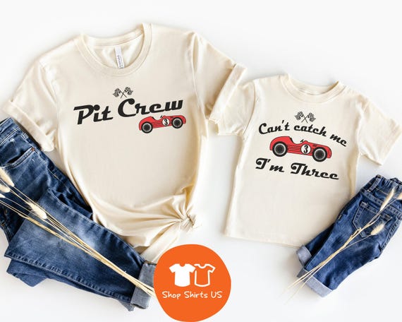 3rd Birthday Race Car Shirts, Pit Crew Shirt, 3nd Birthday Boy Shirt, Mommy and Me, Matching Family Birthday Tees, Cant Catch Me Im Three