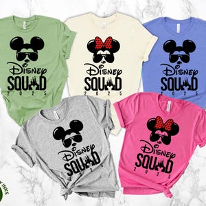 Chemise famille Disney Squad 2025, chemises Disneyland Squad 2025, chemises famille Disney, chemises famille Disneyworld, voyage de vacances Disney 2025