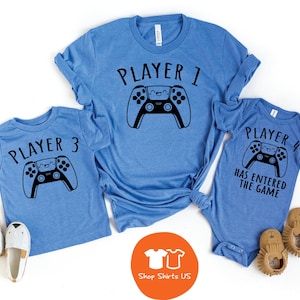 Player 1 Player 2 Player 3,4 Matching Shirts Dad and Son, Family Matching Gaming Shirts, Gamer Shirt, Video Game Matching Shirts