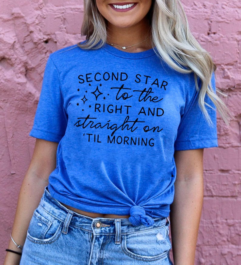 Disney shirt, Women's Disney shirt, Peter Pan Disney Women Shirt, Second Star To The Right Peter Pan Shirts For Men and Kids