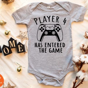 Player 4 has entered the game Romper, grappig shirt zwangerschap onthullen, kraamcadeau, grappige babyromper