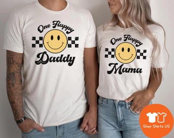 One Happy Dude Birthday Shirts, 1st Birthday, Smiley Face Matching Birthday Outfit, Mommy and Me, One Happy Daddy Mama Family Tees