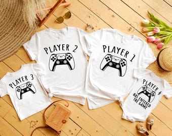 Family Matching Gaming Shirts, Player 1 Player 2 Player 3,4 Matching Shirts Dad and Son, Gamer Shirt, Video Game Matching Shirts