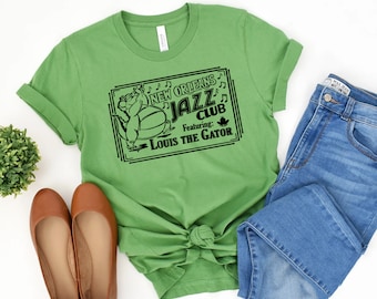 New Orleans Jazz Club Louis The Gator Shirt, Disney Shirts, Princess Tiana Shirt, Disney shirts for Women, Princess and The Frog