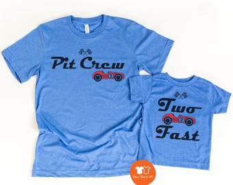 Two Fast Matching Family Birthday Race Car Shirts, 2nd Birthday Shirts, Mommy and Me, Pit Crew Shirt, Birthday Boy Shirt, Two Fast