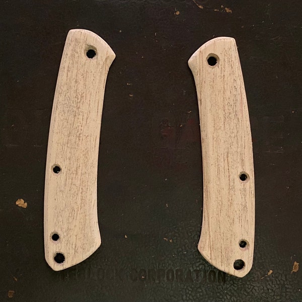 Custom Wood Scales - Customized Wooden Handles Replacement for Benchmade 318/319 Proper Knife | RubberWood #004 Scales for Slip Joint Knife