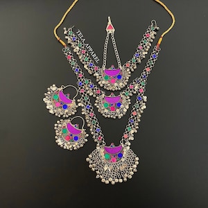 Afghan jewellery set | Afghan Jewellery Vintage Kuchi Choker Necklace, Kuchi Jewelry, Afghan Jewelry