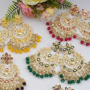 Indische Gold Kundan Ohrringe