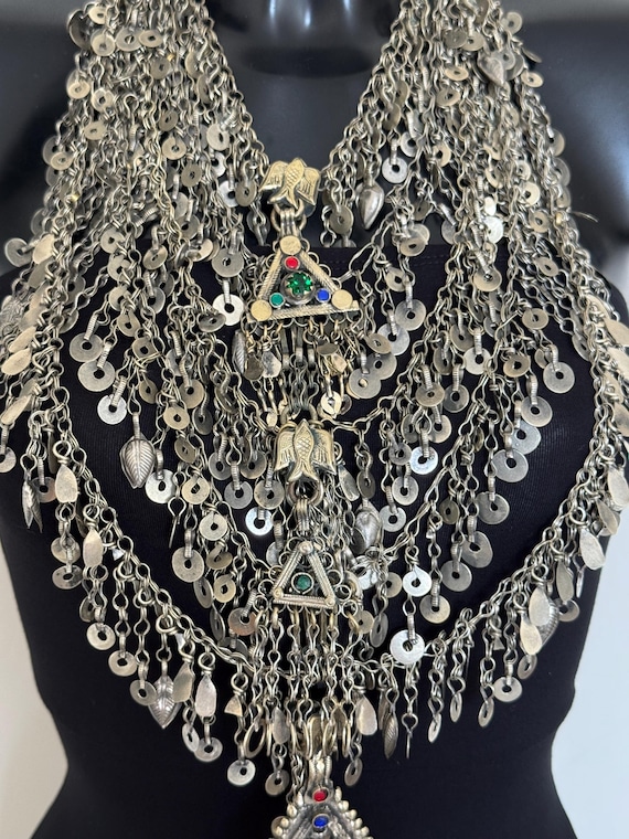 Afghan Multilayers Massive Silver Kuchi Necklace … - image 9