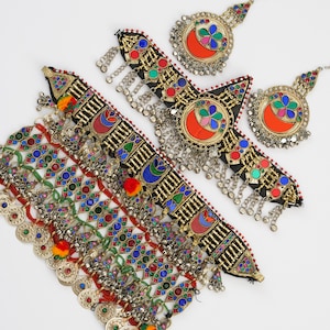 Afghan jewellery set | Afghan Jewellery Vintage Kuchi Choker Necklace, Kuchi Jewelry, Afghan Jewelry