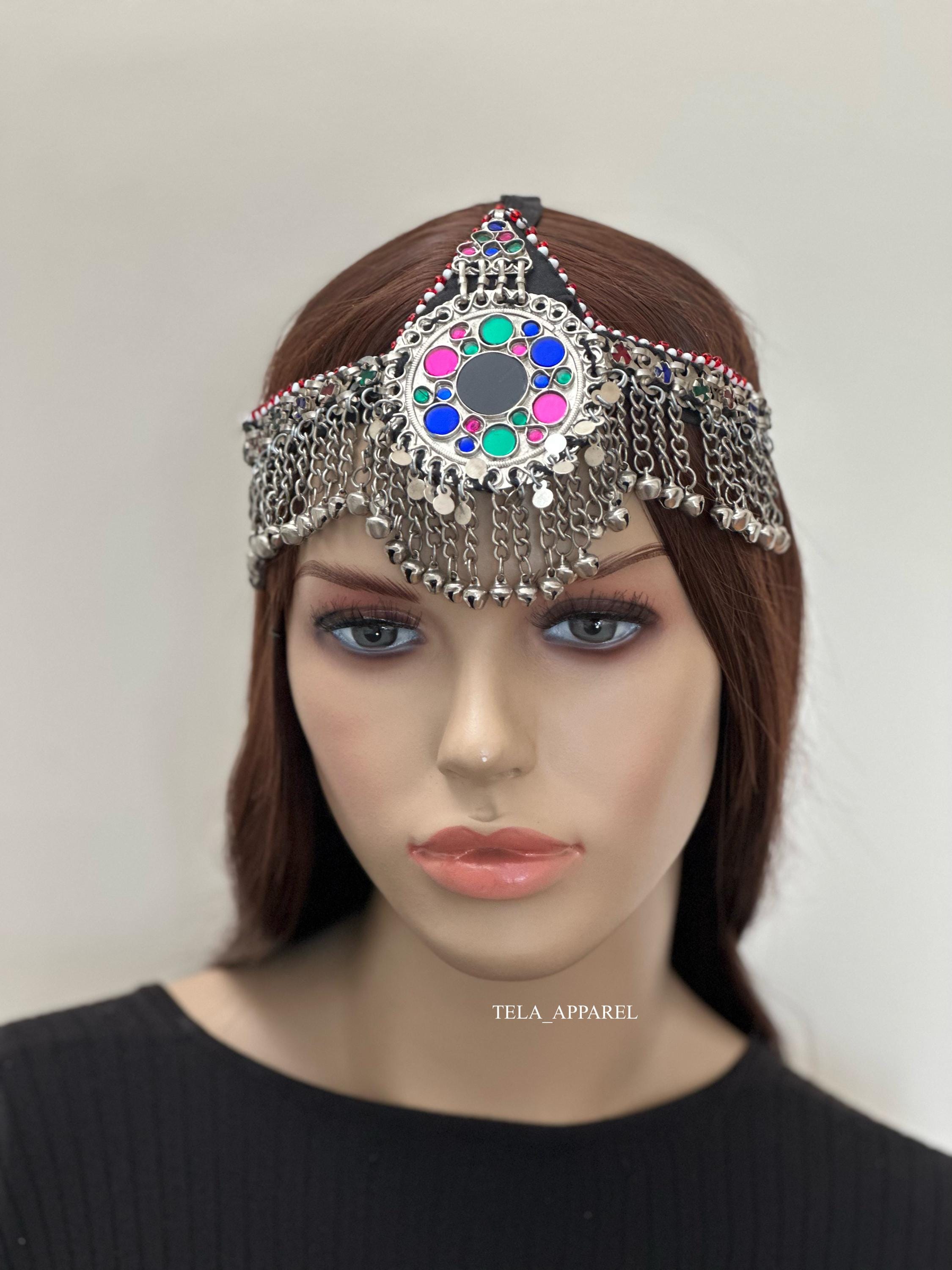 Red and Green Afghan Matha Patti, Kuchi Tribal Head Piece, Hair Accessories, Amazon.com: Generic Afghan Tribal Three Rings Head Piece  main image 3