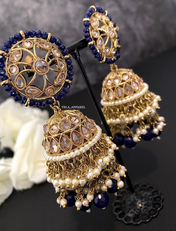 Pearl/stone jhumka traditional south Asian jewellery jhumka