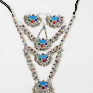 Turquoise Afghan jewellery full set | Afghan Jewellery Vintage Kuchi Choker Necklace, Kuchi Jewelry, Afghan Jewelry afghan earrings headpiec