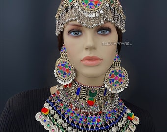 Afghan jewellery set | Afghan Jewellery Vintage Kuchi Choker Necklace, Kuchi Jewelry, Afghan Jewelry